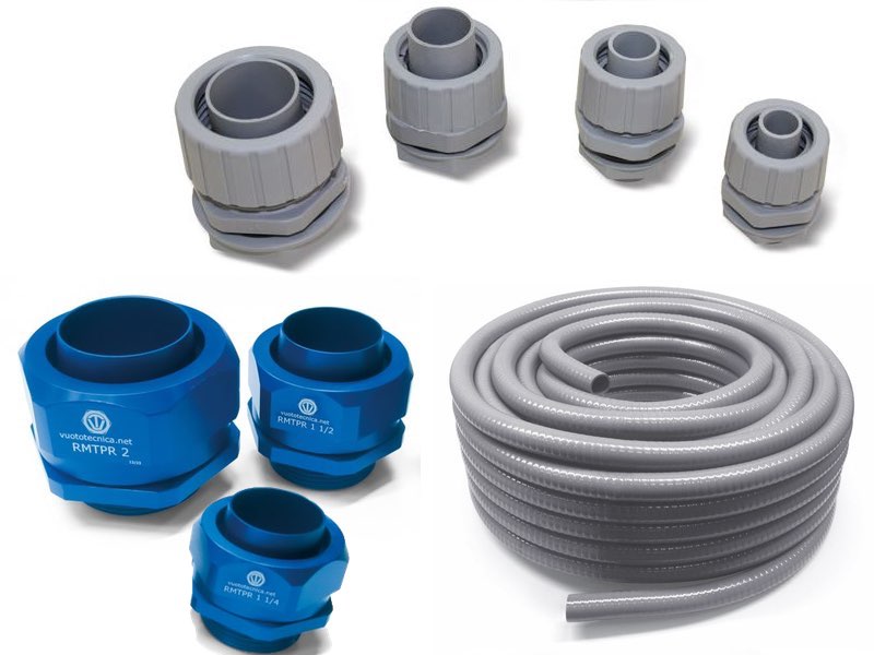 Compressed air and vacuum flexible hoses and relative fittings 